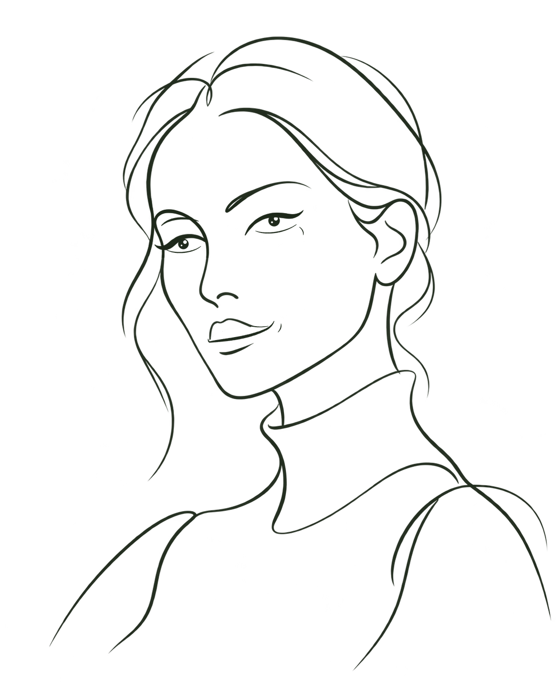 Minimal line-art portrait inspired by Astrid, founder of zevo.
